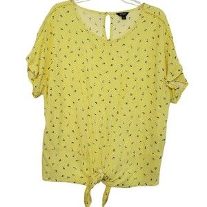Buffalo David Bitton Women's Short Sleeve Lightweight Blouse, with Tie Waist, XL